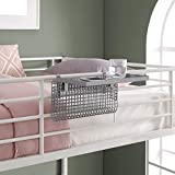 Walker Edison Universal Metal Bunk Bed Shelf Kids Bedroom Storage Basket, 14 Inch, Silver