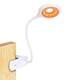 Clip On Reading Light for Bed Headboard - Rechargeable 16 LED Amber Book Light, 5 Brightness Desk Light Clamp Lamp, Touch Control Dimmable Reading Lamp with Flexible Neck, Gentle Night Light for Kids