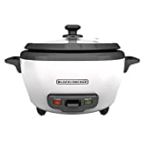 BLACK+DECKER 6-Cup Rice Cooker with Steaming Basket, Removable Non-Stick Bowl, White, RC506