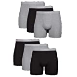 Hanes Men's Cool Dri Tagless Boxer Briefs With Comfort Flex Waistband, Multipack, 6 Pack - Black/Gray , Medium