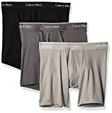 Calvin Klein Men's Microfiber Stretch Multipack Boxer Briefs, black/Grey sky/grey Heather, L