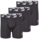 New Balance Men's 6" Boxer Brief Fly Front with Pouch, 3-Pack, Black/Black/Black, Medium