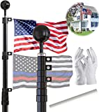 SCWN 25FT Telescoping Black Flag Pole Kit,Heavy Duty Aluminum FlagPole with 3x5 American Flag,Flag Pole for Outside,Yard,Residential or Commercial