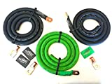 Sky High Oversized 1/0 Gauge OFC AWG Big 3 Upgrade Green/Black Electrical Wiring