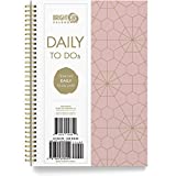 to Do List Daily Task Checklist Planner Time Management Notebook by Bright Day Non Dated Flex Cover Spiral Organizer 8.25 x 6.25 (Rose Gold)