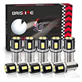 BRISHINE BA9S LED Bulbs 6000K Xenon White Extremely Bright 5630 Chipsets 53 57 293 BA9 64111 1891 1895 T4W LED Bulbs for Car Interior Dome Map Door Courtesy License Plate Lights(Pack of 10)