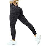 MOOSLOVER Women Leopard Scrunch Butt Lifting Leggings Seamless High Waisted Yoga Pants(L,Black)