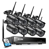 ZOSI Wireless Home Security Camera System, 2K H.265+ 8CH CCTV NVR with Hard Drive 1TB for 24/7 Recording and 8 x 1080P Auto Match WiFi IP Camera Outdoor Indoor,Night Vision,Remote Access