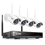 ZOSI Wireless Security Camera System,2K H.265+ 8 Channel CCTV NVR,4pcs 1080P WiFi IP Surveillance Camera Outdoor Indoor,Night Vision,Motion Alert,Remote Access,for Home 24/7 Recording(No Hard Drive)