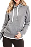 Womens Active Long Sleeve Fleece Lined Fashion Hoodie Pullover with Plus Sizes (Large, A1 Solid_H.Gray)