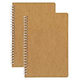 HULYTRAAT Dot Grid Spiral Notebooks, 5.5 x 8.25 Inches A5, Kraft, 80-Page 40-Sheet Journal 2-pack (NBD2)