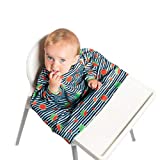 Bibado Wipe Clean Baby & Toddler Weaning Bib Coverall Attaches to Highchair & Table Waterproof Long Sleeves (Navy Watermelon (soft shell))