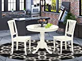 East West Furniture ANAV3-LWH-W 3PC Round 36 inch Table and 2 Vertical slatted Chairs