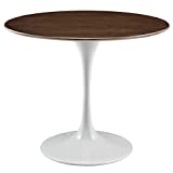 Modway Lippa 36" Mid-Century Modern Dining Table with Round Top in Walnut