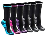 Dickies Women's Dritech Advanced Moisture Wicking Crew Socks, Black Bright (6 Pairs), Shoe Size: 6-9