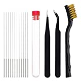 3D Printer Nozzle Cleaning Kit - 13 Pieces 3D Print Tools 0.4mm Pin and Tweezers with Stainless Steel Wire Brush