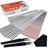 SIQUK 33 Pcs 3D Printer Nozzle Cleaning Tools Kit 30 Pcs 0.15mm, 0.25mm, 0.35mm, 0.4mm, 0.5mm Cleaning Needles 2 Pcs Tweezers and 1 Pc Cleaning Cloth