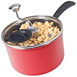 Discontinued by Manufacturer Zippy Pop Red Stovetop Popcorn Popper with Glass Lid, 4-Quart Capacity