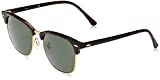 Ray-Ban RB3016F Clubmaster Low Bridge Fit Square Sunglasses, Mock Tortoise On Gold/G-15 Green, 55 mm