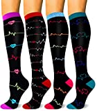 HLTPRO Compression Socks for Women & Men Circulation (4 Pairs) - Best Support for Running, Travel, Athletic, Nurse, Medical