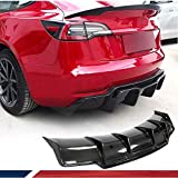 JC SPORTLINE Carbon Fiber Rear Diffuser fits for Tesla Model 3 Sedan 2016-2021 Bumper Cover Lower Lip Spoiler Valance Protector Body Kits Factory Outlet (Style A)