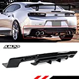 Fits for 2016-2019 Chevy Camaro LT RS SS Painted Gloss Black Shark Fin Sport Rear Bumper Diffuser Replacement PP