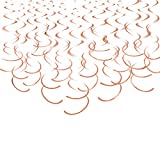 Rose Gold Hanging Swirl Decorations Plastic Streamers Foil Swirls Ceiling Decorations Wedding Baby Shower Birthday Party Decorations, Pack of 30