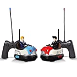 FAO Schwarz Premium RC Toy Bumper Car Set - Remote Controlled Head-to-Head 2-Player Competitive Action - Drivers Eject When Hit! - 1950s Nostalgic Retro Design - Built-in Digital Sound Effects