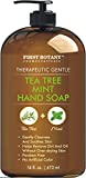 Tea Tree Mint Hand Soap - Liquid Hand Soap with Peppermint, Jojoba & Coconut Oil Multipurpose Liquid Soap with Pump Dispenser Natural Bathroom Soap & Liquid hand wash - HUGE 16 oz