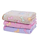 Dono 1 Pack 3 Blankets Soft Fluffy Cute Bone Pattern Fleece Pet Blanket Warm Sleep Mat Cute Print Design Puppy Kitten Blanket Doggy Mat Paw Print Dog Cat Kitten Doggy and Animals