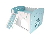 WOWOWMEOW Small Animal Bunkbed House Hideout Detachable Habitat Hut Exercise Playground for Chinchilla Rat Hamster Hedgehog (Small, Blue)