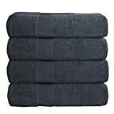 Elvana Home 4 Pack Bath Towel Set 27x54, 100% Ring Spun Cotton, Ultra Soft Highly Absorbent Machine Washable Hotel Spa Quality Bath Towels for Bathroom, 4 Bath Towels Grey