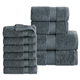 Bedsure Grey Bath Towels Set for Bathroom - 2 Bath Towels, 2 Hand Towels, 6 Wash Cloths, Cotton Hotel Quality Absorbent 10 Pack Towel Sets