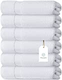 Luxury White Hand Towels - Soft Circlet Egyptian Cotton | Highly Absorbent Hotel spa Bathroom Towel Collection | 16x30 Inch | Set of 6