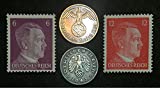 Authentic Rare Nazi 3rd Reich Reichspfennig with SWASTIKA and Hitler Stamp Collection Lot, Long History - Long time Worth, Suitable for Collectors