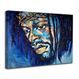 Mluckyod Black Jesus Wall Art Christian Portrait Canvas Poster African King Man Posters Christ Prints Blue Painting for Decor Artwork Living Room Decoration 16x24inch Frameless