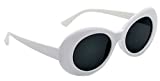 Women's Round Retro Oval Sunglasses Color Tint Lenses Clout Goggles, 1 White, Smoke, Large