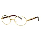 SA106 Art Nouveau Vintage Style Oval Metal Frame Eye Glasses Yellow Gold