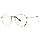 Pro Acme Classic Round Metal Clear Lens Glasses Frame Unisex Circle Eyeglasses (Gold)