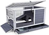 PETSFIT Indoor Rabbit Hutch & Hamster Cage with Hideout for Rest and Ramp for Enter and Out