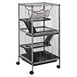 PawHut Rolling Small Animal Cage Pet for Rabbits, Chinchillas, Hamsters, and Ect with 4 Platforms and Removable Tray