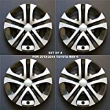 New Wheel Covers Hubcaps Fits 2013-2018 Toyota RAV4; 17 Inch; 5 Spoke; Silver Color/ Black; Plastic; Set of 4