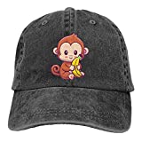 LJR Unisex Adult Cute Monkey Baseball Cowboy Hat, Comfortable, Adjustable and Washable. Black