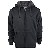 Men's Winter Jacket Heavyweight Fleece Hoodies Full Zip Up Sherpa Lined Fleece Sweatshirt Black Large