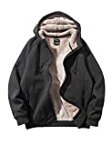 Gihuo Men's Winter Sherpa Lined Hoodie Zip Up Sweatshirt Warm Jacket (Dark Grey, Large)