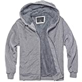 Sherpa Lined Fleece Hoodies for Men Heavyweight Full Zip Up Long Sleeve Solid Winter Warm Sweatshirts Zipper Jackets Light Grey L