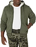 Amazon Essentials Men's Sherpa Lined Full-Zip Hooded Fleece Sweatshirt, Olive, Large