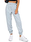 AUTOMET Women's Fall Cinch Bottom Sweatpants High Waisted Athletic Workout Joggers Lounge Pants with Pockets Grey