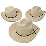 12 Piece Cowboy Hats - Adult Western Straw Hats with Band for Western Theme Party