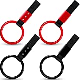 4 Pieces Tsurikawa Rings Car Hand Straps Decorative Warning Rings Round Shaped Japanese Subway Handles Rear Bumper Warning Rings for Car Warning Interior Exterior Decor (Red, Black)